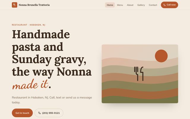 Screenshot of demo design B-01, Nonna Lucia Trattoria
