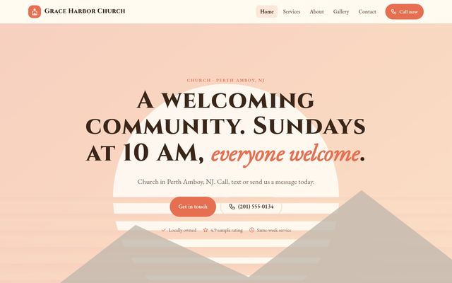 Screenshot of demo design B-14, Grace Harbor Church