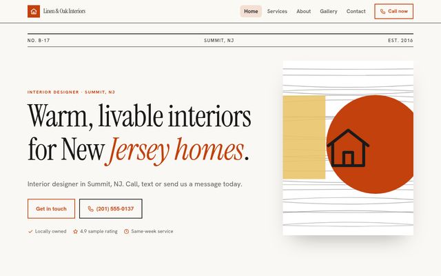 Screenshot of demo design B-17, Linen & Oak Interiors