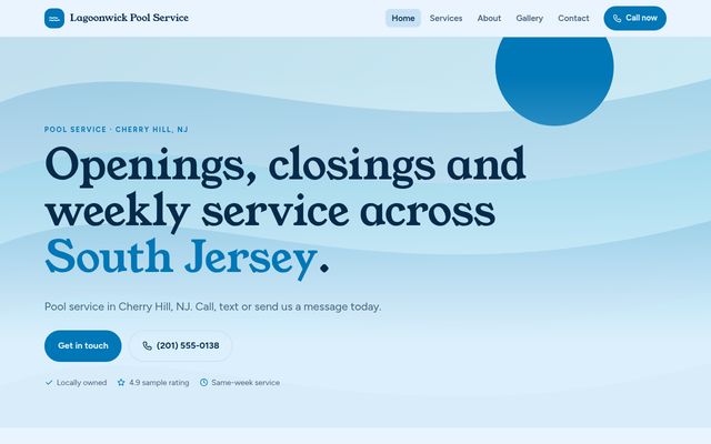 Screenshot of demo design B-18, Blue Lagoon Pool Service