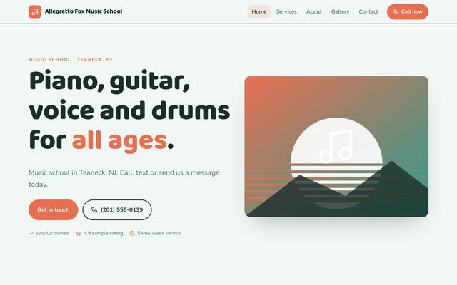 Screenshot of demo design B-19, Allegro Music School