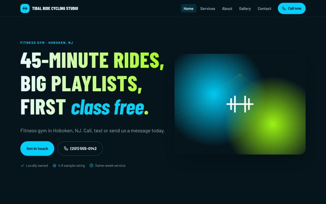 لقطة شاشة لتصميم العرض B-22، Tidal Ride Cycling Studio