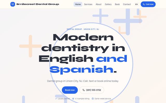 Screenshot of demo design P-12, Smile Studio Dental Group