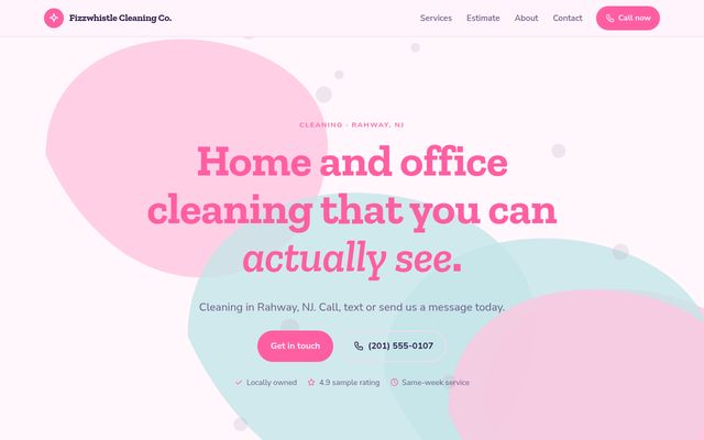 Screenshot of demo design S-07, Spark & Shine Cleaning